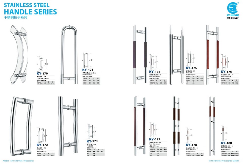 304 Stainless Steel Frameless Glass Door Pull Handle Ky-052